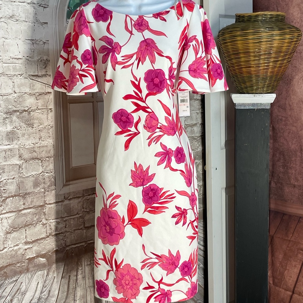 Floral Pink and Red Women's Dress NWT Jessica Howard